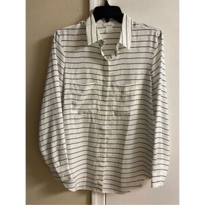 Club Monaco White and Black Striped Casual Shirt women Small